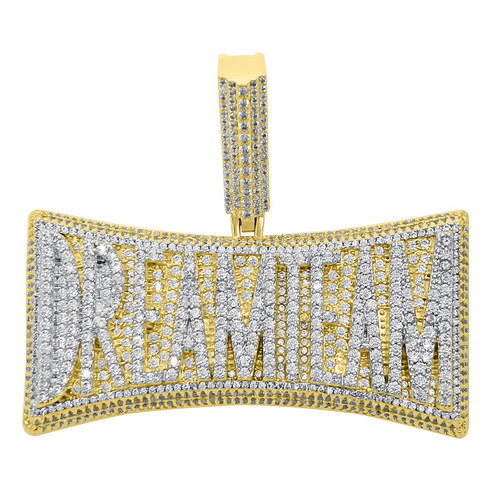Dream Team CZ Hip Hop Bling Bling Pendant Yellow Gold HipHopBling