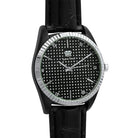 Dress Diamond Watch Silver Bezel Black Case & Band HipHopBling