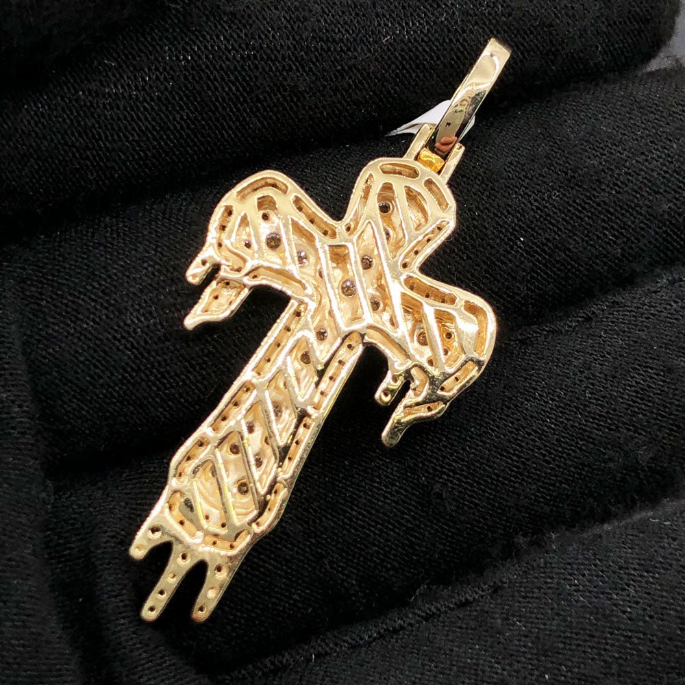Drip Cross 2.34cttw Diamond Pendant 10K Yellow Gold HipHopBling