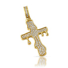 Drip Cross Gold CZ Bling Bling Pendant HipHopBling