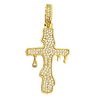 Drip Cross Gold CZ Bling Bling Pendant HipHopBling