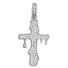 Drip Cross Rhodium CZ Bling Bling Pendant HipHopBling