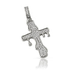 Drip Cross Rhodium CZ Bling Bling Pendant HipHopBling