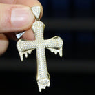 Drip Designer Cross Pendant VVS CZ 10K Yellow Gold HipHopBling