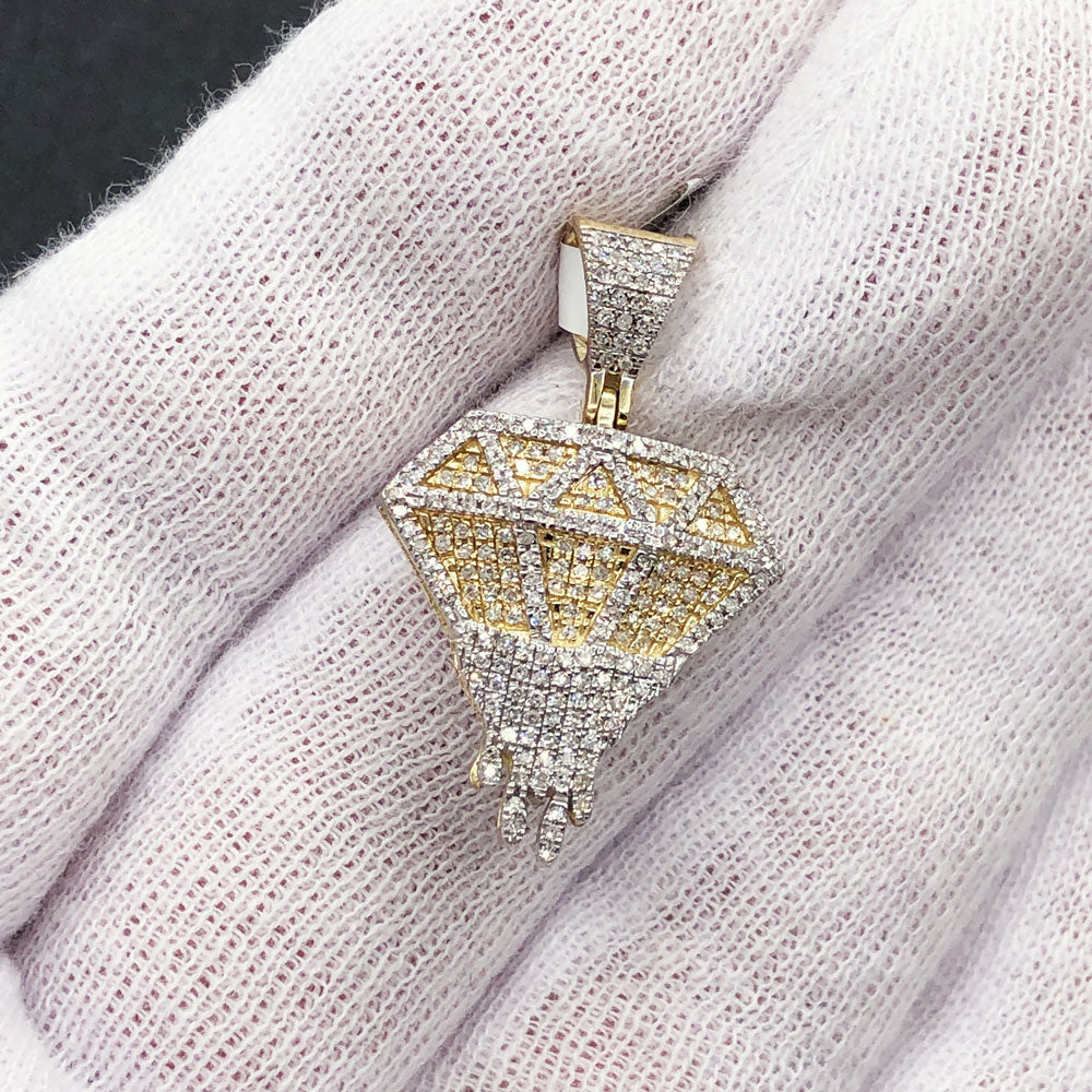 Drip Diamond Pendant .45cttw 10K Yellow Gold HipHopBling