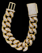 Drip Pear Cut Cuban CZ Iced Out Hip Hop Bracelet White Gold 8" HipHopBling