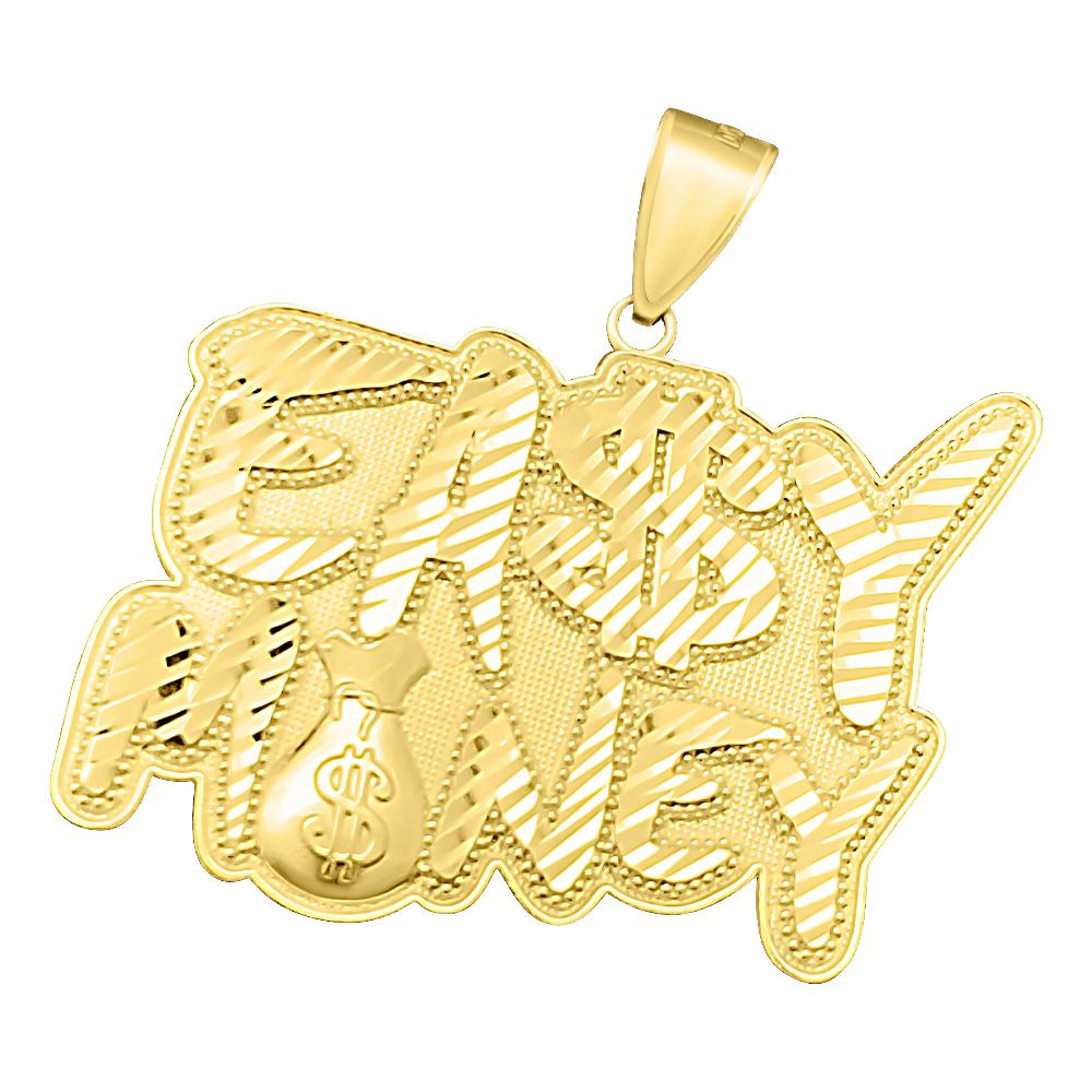 Easy Money Bag DC 10K Yellow Gold Pendant HipHopBling