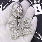 Eat or Starve Ben Franklin CZ Iced Out Pendant White Gold HipHopBling