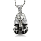 Egyptian Pharaoh Detailed CZ HipHop Pendant Rhodium HipHopBling