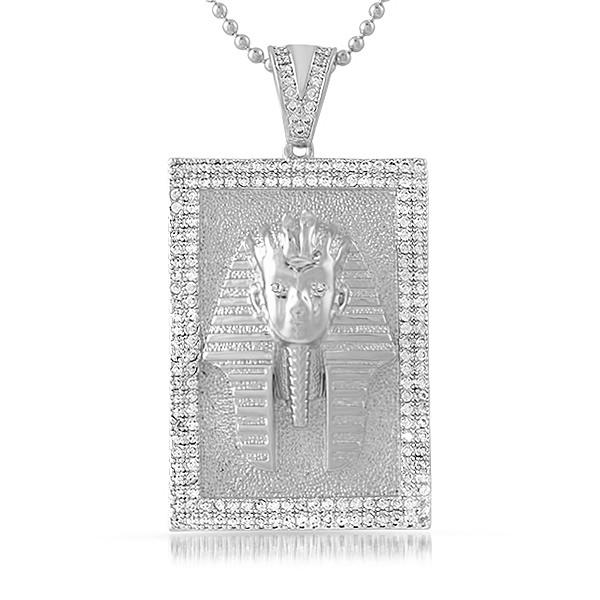 Egyptian Pharaoh Rhodium Block Medallion HipHopBling