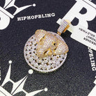 Elephant Medallion CZ Hip Hop Bling Bling Pendant Yellow Gold HipHopBling
