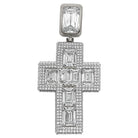 Emerald Cut 3D Cross VVS CZ Hip Hop Iced Out Pendant White Gold HipHopBling