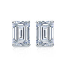 Emerald Cut Moissanite VVS D Stud Earrings .925 Sterling Silver White Gold 4x6MM (1.60 Carats) HipHopBling