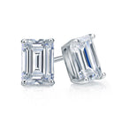 Emerald Cut Moissanite VVS D Stud Earrings .925 Sterling Silver White Gold 4x6MM (1.60 Carats) HipHopBling