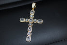 Emerald Cut Round Cut Bling Bling Gold Cross HipHopBling