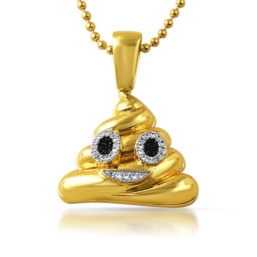 Emoji Poop Face CZ Gold Bling Bling Pendant Pendant Only HipHopBling