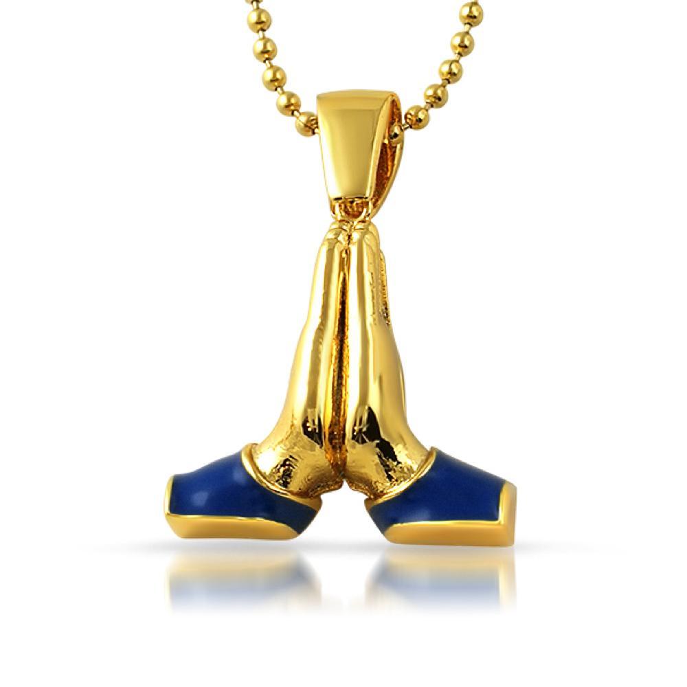 Emoji Prayer Hands Enamel CZ Gold Bling Bling Pendant Pendant Only HipHopBling