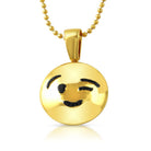 Emoji Wink Face CZ Gold Bling Bling Pendant HipHopBling