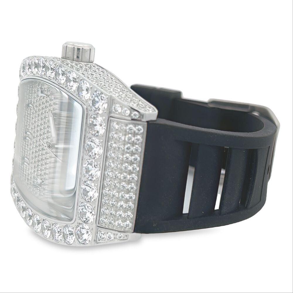 Emperor Rubber Strap VVS Moissanite Iced Out Watch 2 Tone White/Rose HipHopBling