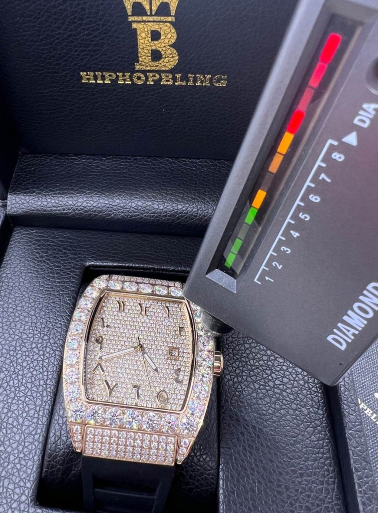 Emperor Rubber Strap VVS Moissanite Iced Out Watch White Gold HipHopBling