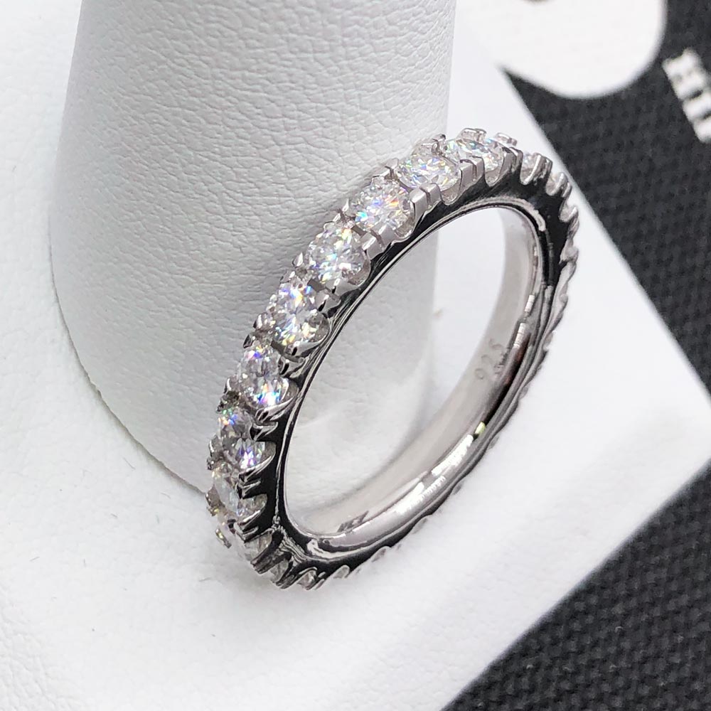 Eternity Band 3MM VVS Moissanite Ring .925 Sterling Silver 6 HipHopBling