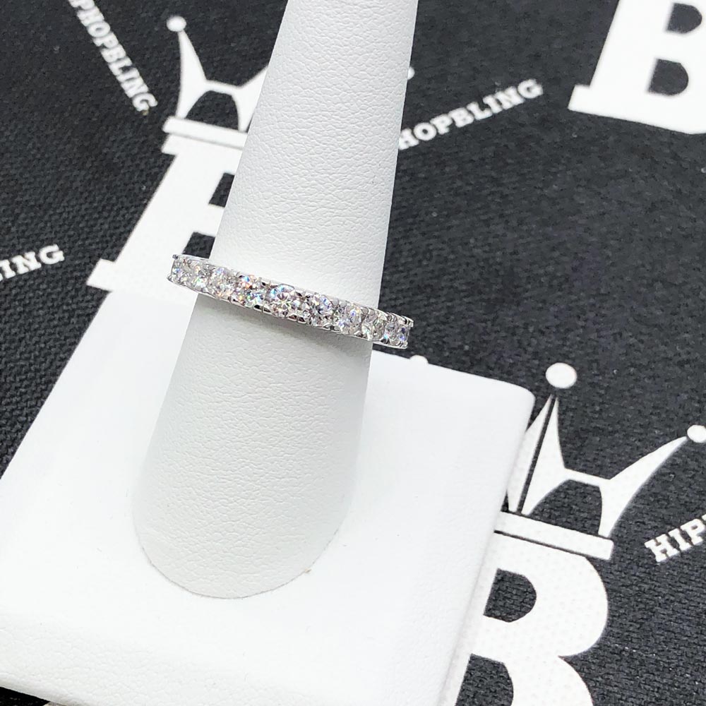 Eternity Band 3MM VVS Moissanite Ring .925 Sterling Silver 6 HipHopBling