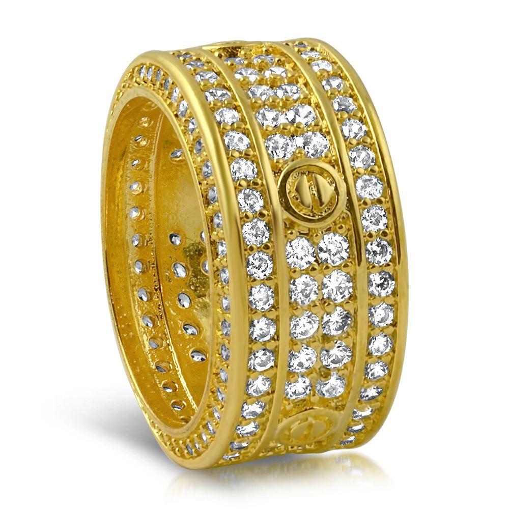 Eternity Band Flathead CZ Gold Bling Bling Ring 7 HipHopBling