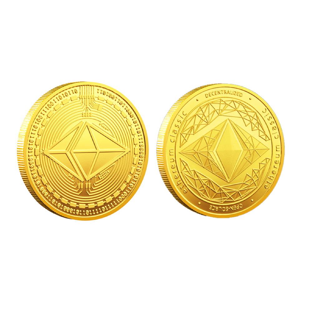 Ethereum Classic Coin Iced Out Frame Pendant Yellow Gold Tennis CZ Frame HipHopBling