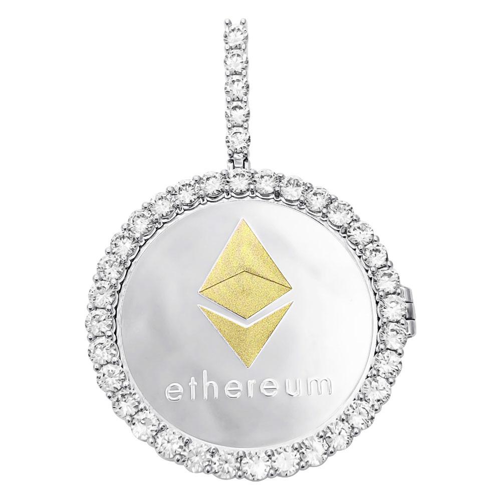 Ethereum Coin Iced Out Frame Pendant HipHopBling