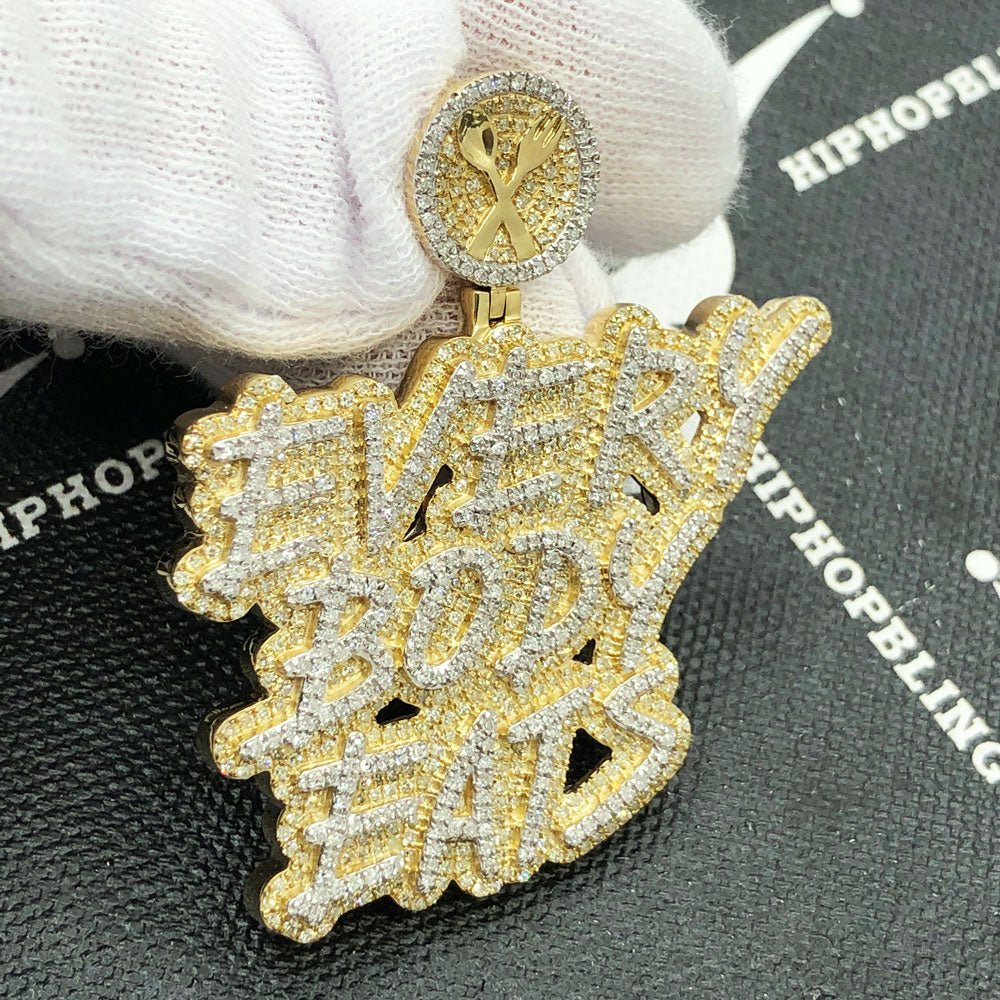 Everybody Eats Diamond Pendant 2.30cttw 10K Yellow Gold HipHopBling