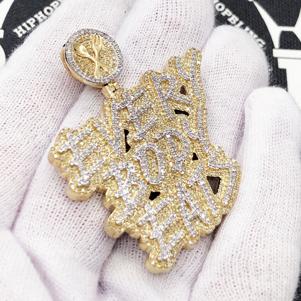 Everybody Eats Diamond Pendant 2.30cttw 10K Yellow Gold HipHopBling