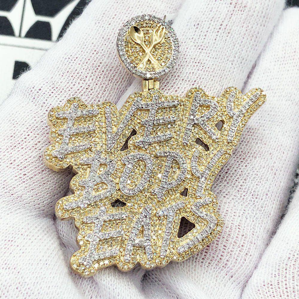 Everybody Eats Diamond Pendant 2.30cttw 10K Yellow Gold HipHopBling