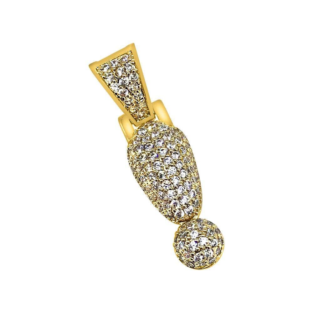 ! Exclamation Point Symbol Gold CZ Bling Bling Pendant HipHopBling
