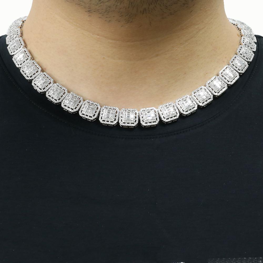 Exotic Baguette Ice CZ Iced Out Chain White Gold 20" HipHopBling