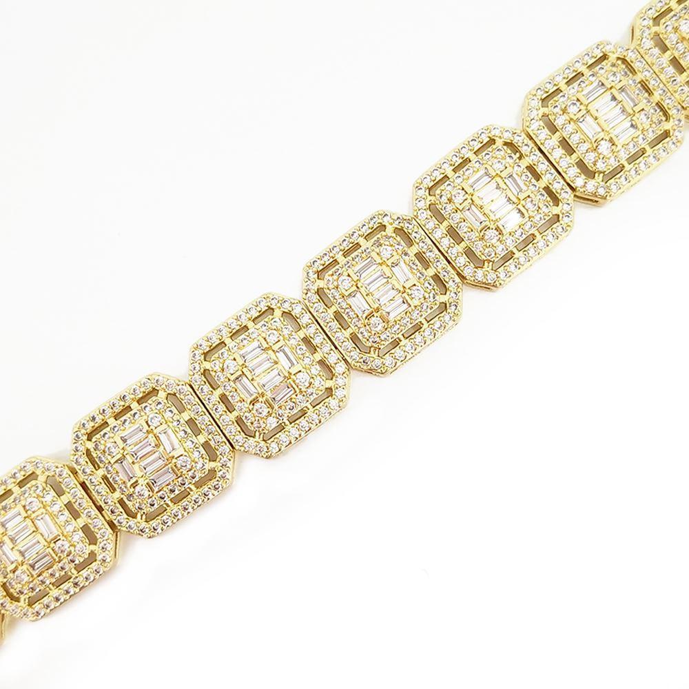 Exotic Baguette Ice CZ Iced Out Chain Yellow Gold 20" HipHopBling