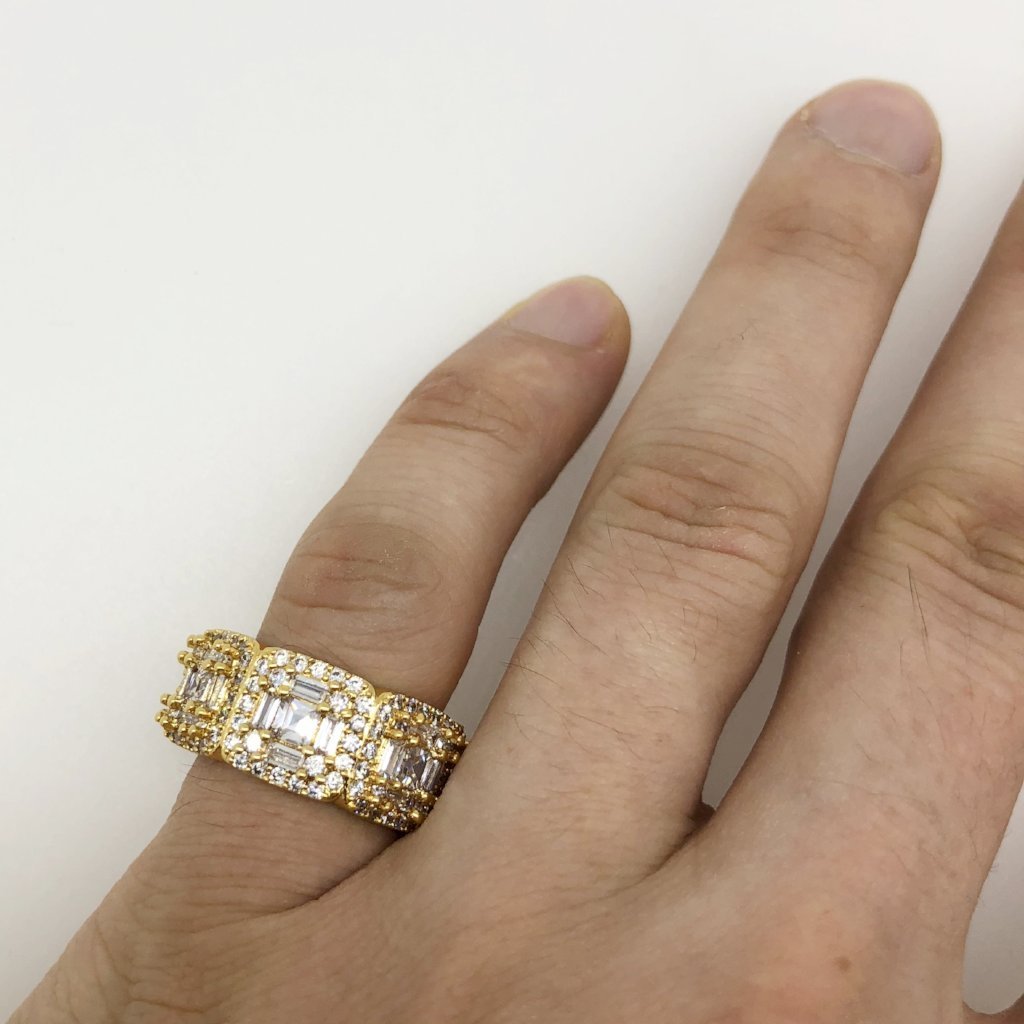 Exotic Baguette Princess Eternity Band Gold Bling CZ Ring 7 HipHopBling