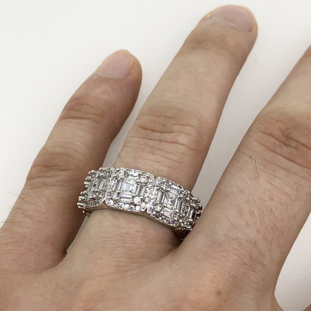 Exotic Baguette Princess Eternity Band Rhodium Bling CZ Ring 7 HipHopBling