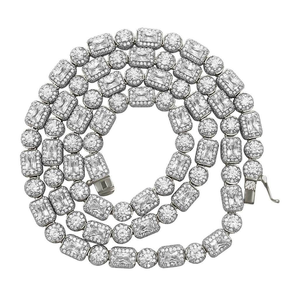 Exotic Cut Tennis VVS CZ Iced Out Chain .925 Sterling Silver 22" White Gold HipHopBling