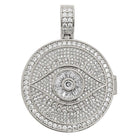 Eye Circle Medallion Iced Out Hip Hop Bling Pendant White Gold HipHopBling