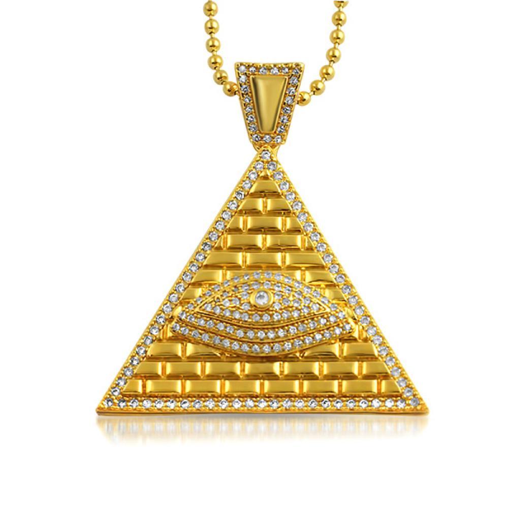 Eye of Providence Gold CZ Bling Pendant HipHopBling