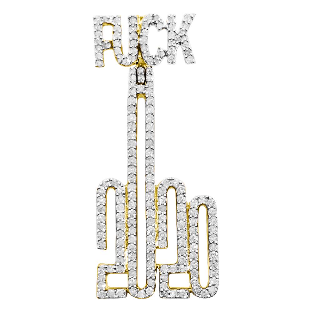 F 2020 Diamond Pendant .85cttw 10K Yellow Gold HipHopBling