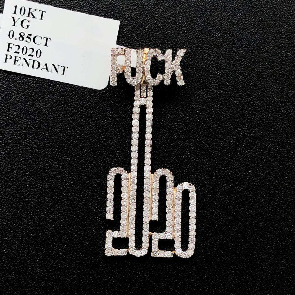 F 2020 Diamond Pendant .85cttw 10K Yellow Gold HipHopBling