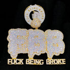 F*** Being Broke FBB VVS CZ Hip Hop Bling Bling Pendant Yellow Gold HipHopBling