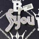 F You Baguette CZ Hip Hop Bling Bling Pendant Yellow Gold HipHopBling