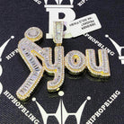 F You Baguette CZ Hip Hop Bling Bling Pendant Yellow Gold HipHopBling