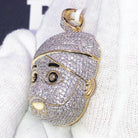 Face with Turbin CZ Hip Hop Bling Bling Pendant Yellow Gold HipHopBling