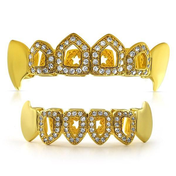 Fang Grillz Open Tooth Gold Teeth Set HipHopBling