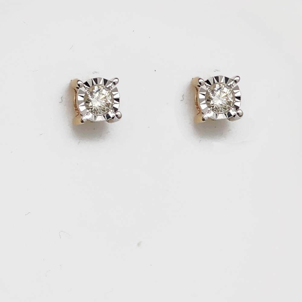 Fanook Stud Diamond Earrings .12cttw 10K Gold 10K Yellow Gold HipHopBling