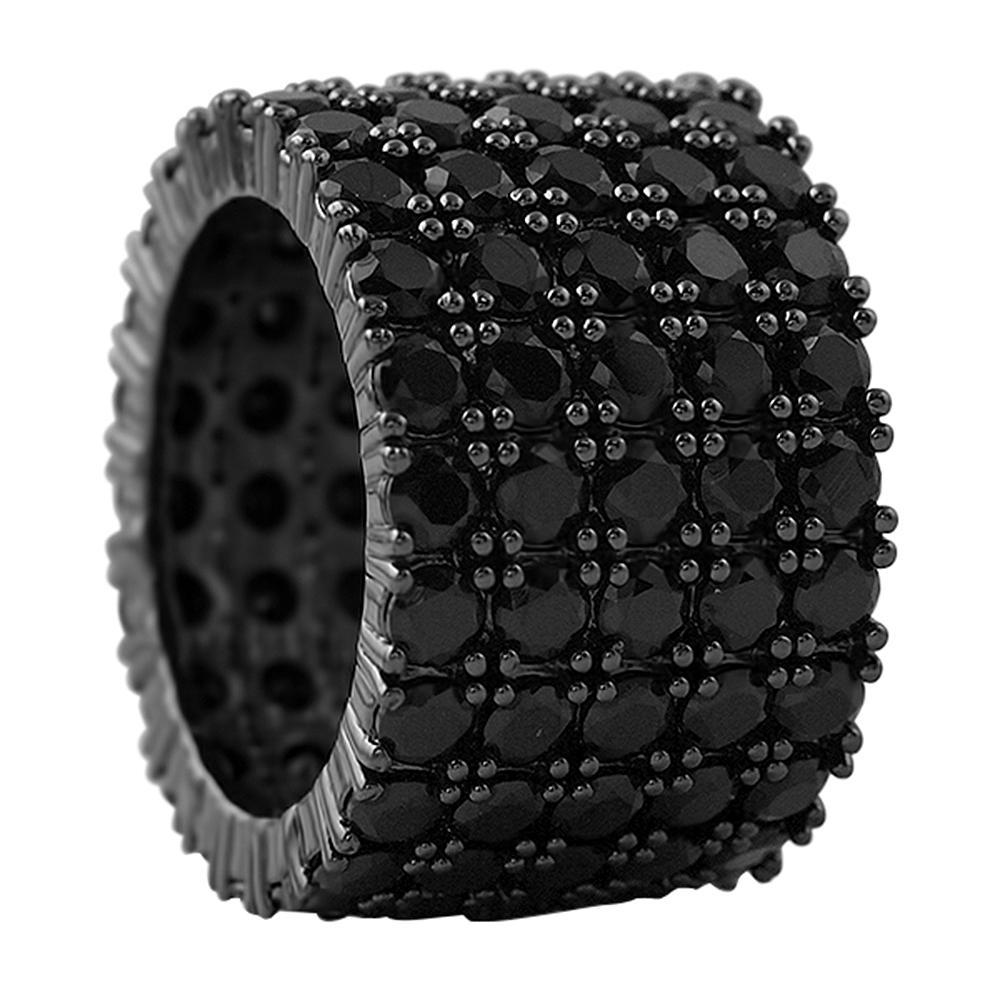 Fat 5 Row 360 Eternity Black Bling Bling Ring 7 HipHopBling