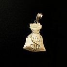 Fat Money Bag Mini 10K Yellow Gold Pendant HipHopBling